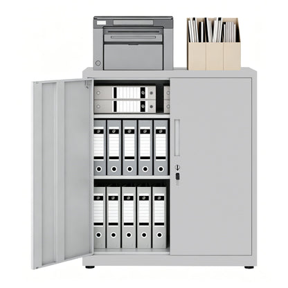LAND·VOI Steel Storage Cabinet, 3-Tier Lockable Cabinet with Adjustable Shelves, Double-Door Cupboard Storage, For Home, Office Storage, 40×80×91.5cm