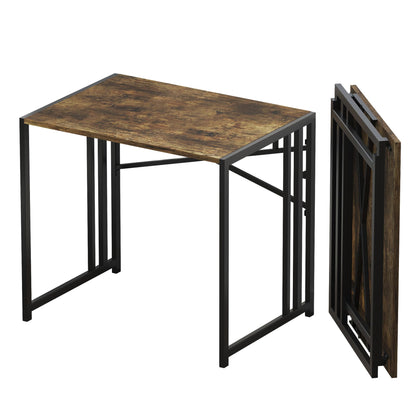 Lutown-Teen 47 inch Folding Computer Desk, Rustic Brown