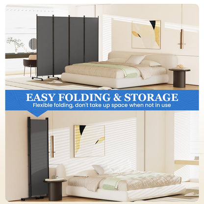 6 Panel Room Divider 183CM Folding Privacy Screens with Lockable Wheels