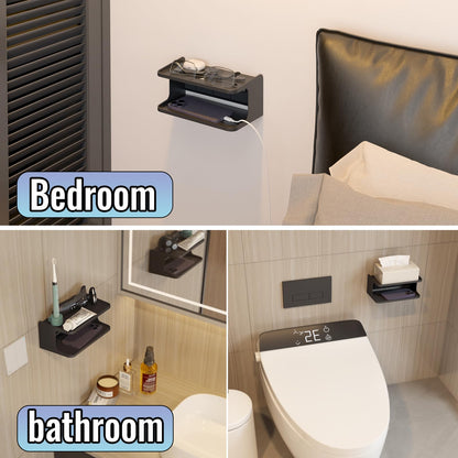 sciuU 2-Layer Structure Bedside Wall Shelf Organizer - Universal Wall Mount