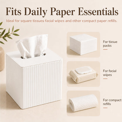 Tissue Box Cover & Square Tissue Holder –15x15x15cm PU Leather Cube