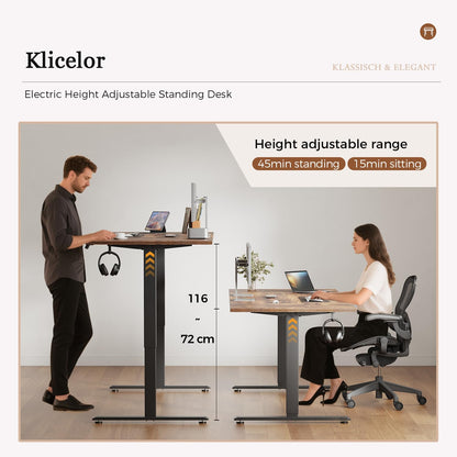 Klicelor Height Adjustable Electric Desk, 2 Memory Buttons, 140x80cm