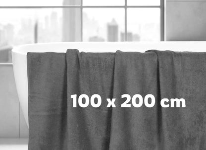 LoomTrove Pack of 2 Extra Large Jumbo Bath Sheets 100 x 200 cm 100% Egyptian Combed Cotton XL Towels Quick Dry Big Bath Sheet Super Soft Hotel