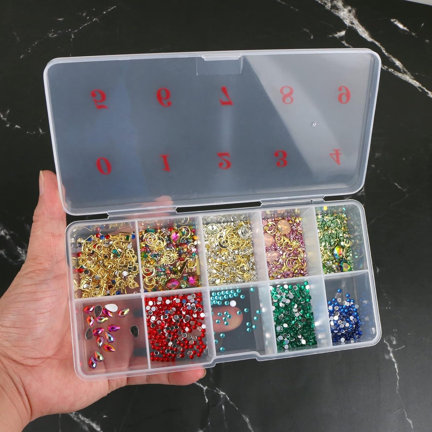 EVERMARKET Clear Plastic Bead Storage Containers，Floral Pattern Flip Top Jewelry Boxes Organizers for Jewelry Making and Crafts，Beads Rings Earrings