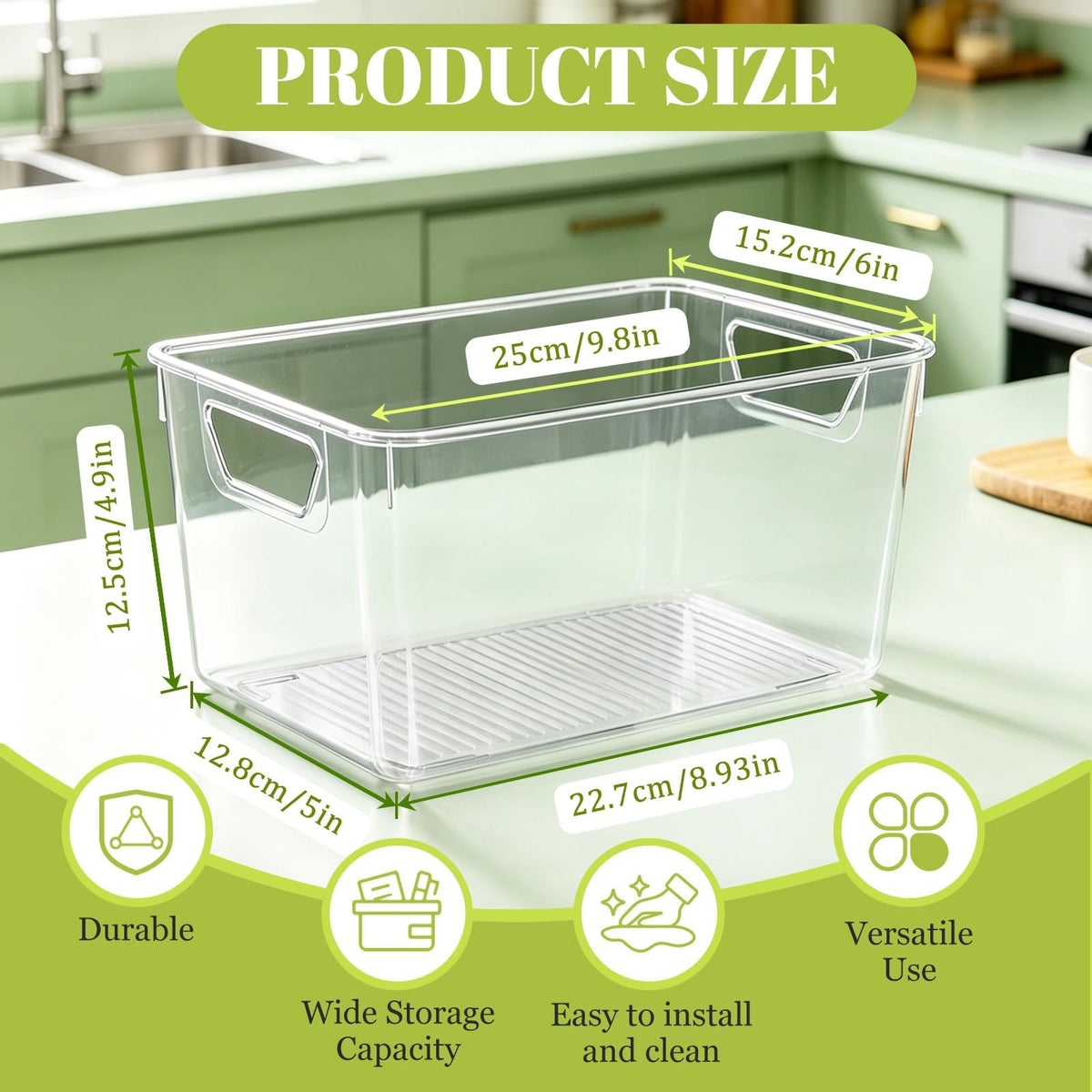 zxevg Clear Acrylic Storage Boxes 6-Pack with Handle