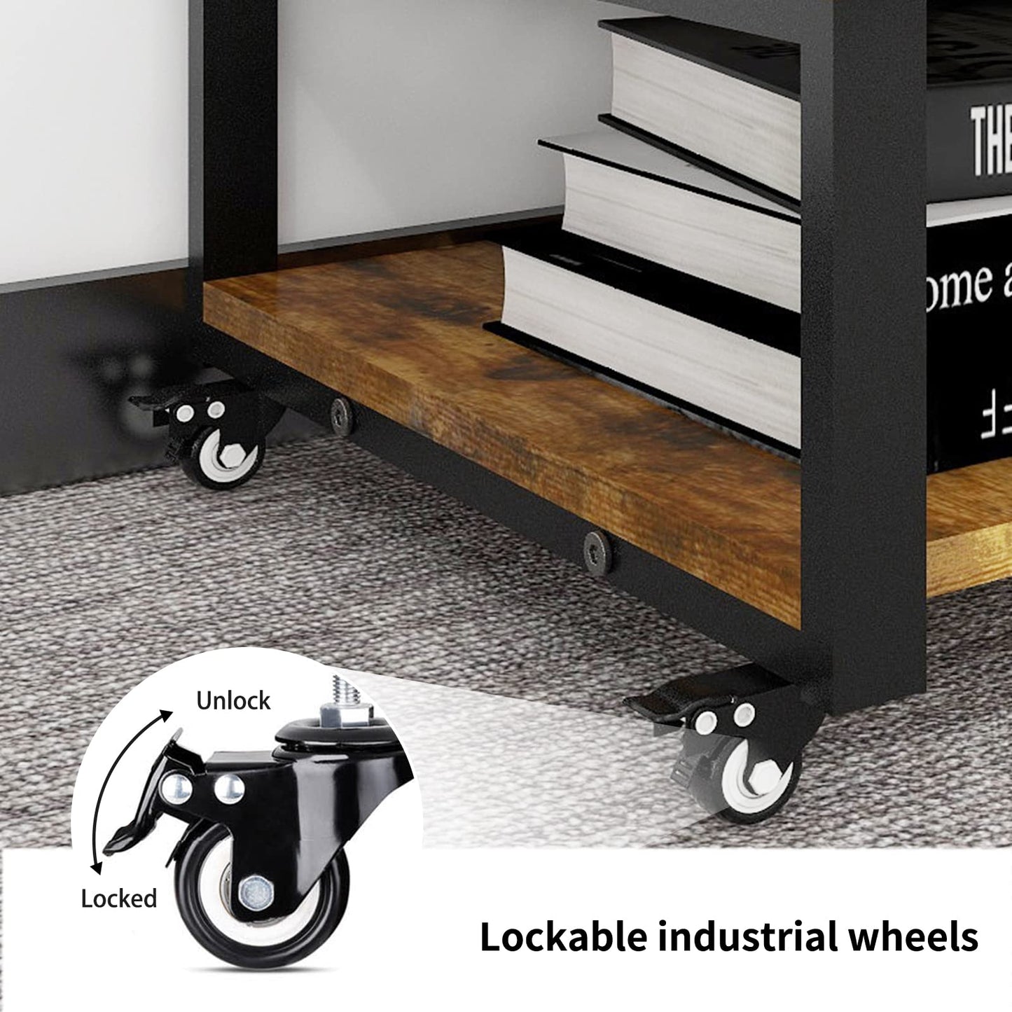 PUNCIA 2 Tier Laser Printer Stand with Paper Storage Shelf