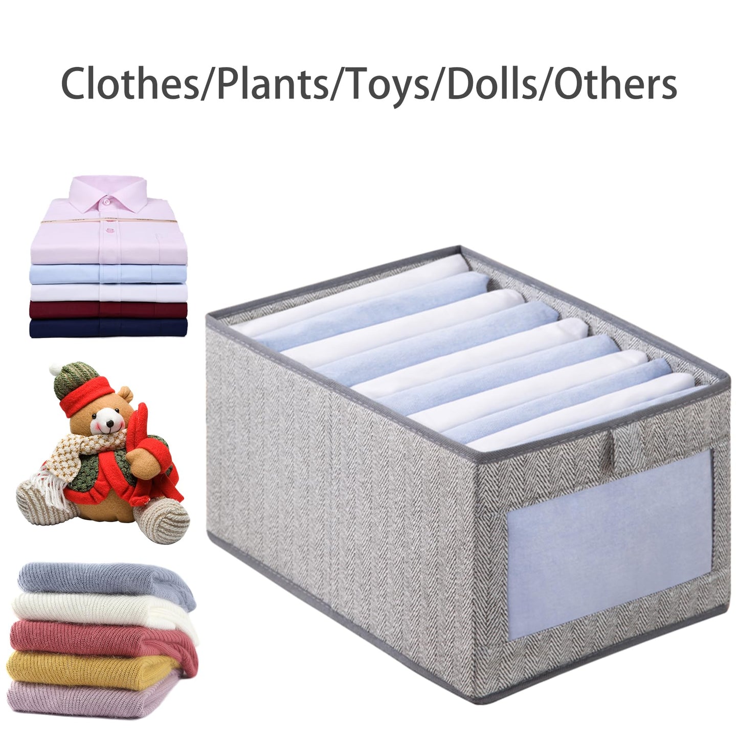 Goesort Set of 3 Clothes Storage Boxes, Wardrobe Storage Organiser Fabric Clothes Organiser