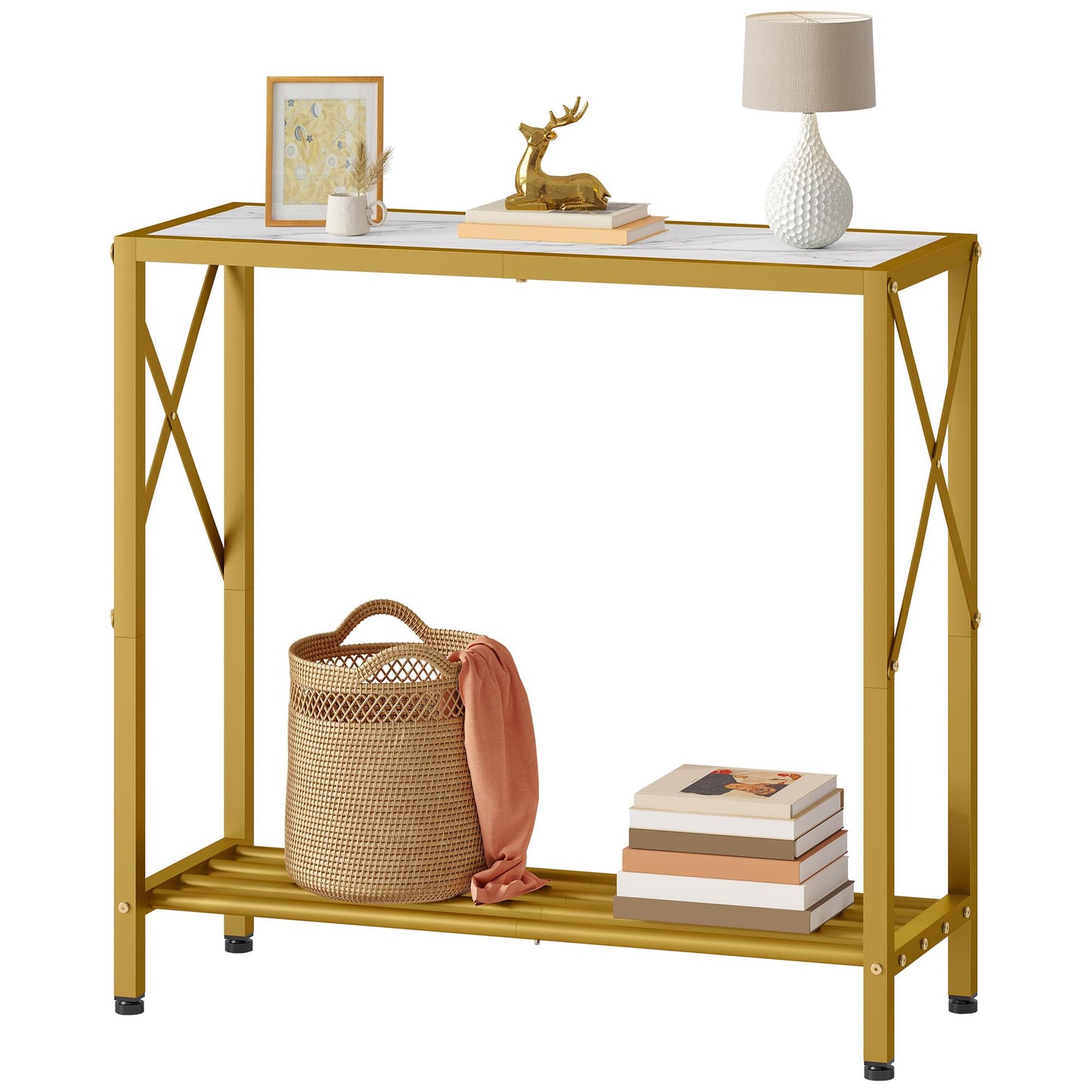 Tajsoon 28.3" Entryway Table, 2-Tier Small Consle Table for Entryway, Narrow Sofa Table with Shelves, Entrace Table for Hallway, Living Room