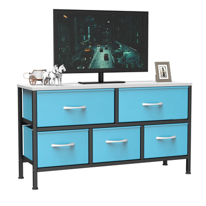 Feonase Bedroom Chest of Drawers, 5 Fabric Drawers Dresser with Metal Frame and MDF Top Board, Modern Storage Unit for Bedroom Living room, Entryway