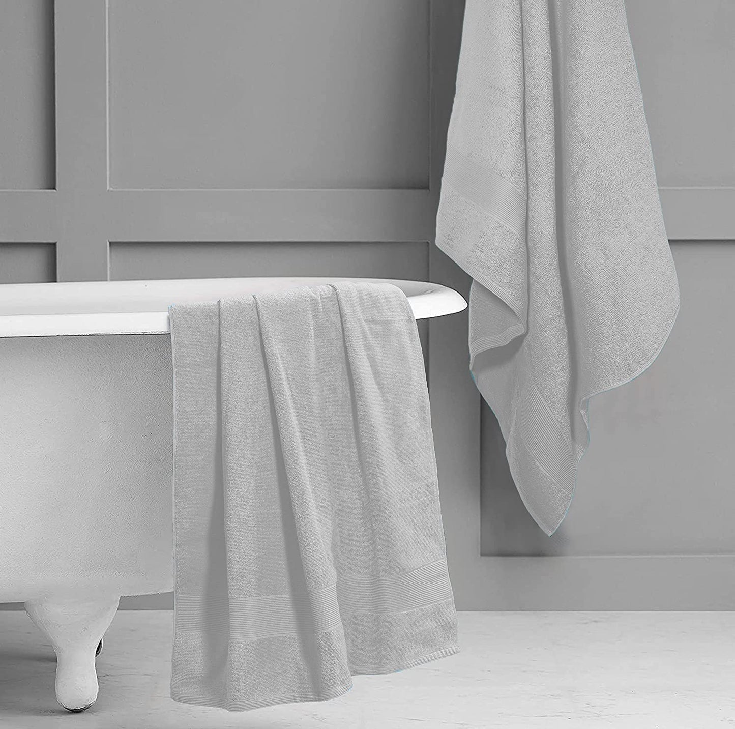 Textile Do Extra Large Super Jumbo Bath Sheet Towel 100% Egyptian Cotton XL Bath Sheets(100 x 200 cm-600 GSM) (Silver)