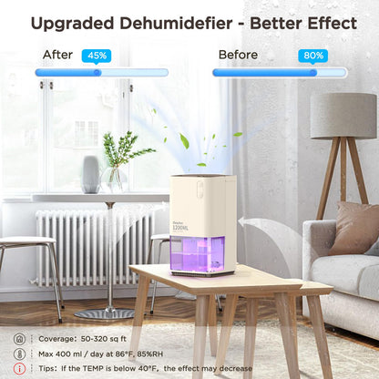 Dehumidifiers for Home Damp, EasyAcc 1200ml Electric Dehumidifier with Ultra Quiet & Auto Shut off 7 Colorful LED Portable Mini Dehumidifier for