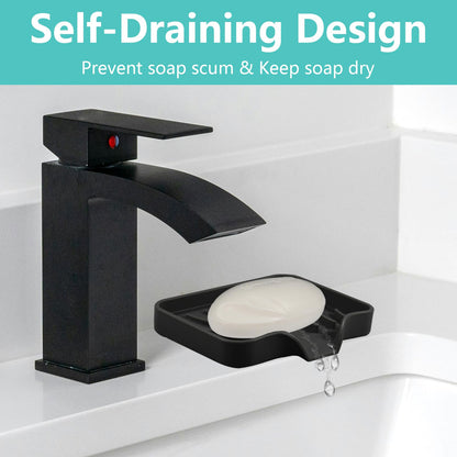 YoHyien 2 Pcs Silicone Soap Dish with Drainage, Anti-Slip Soap Holder, Self Draining Soap Tray for Shower, Bathroom & Kitchen