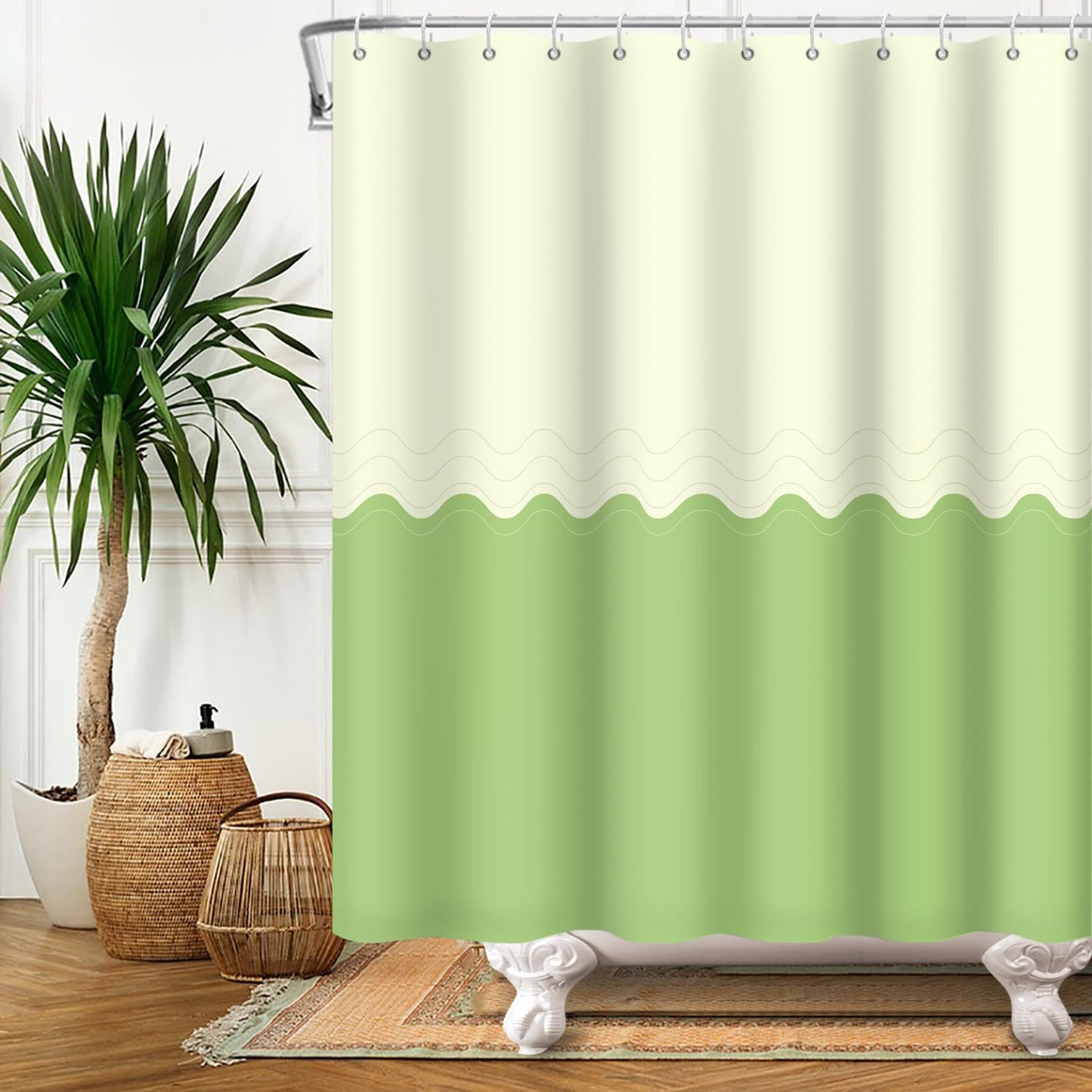SDOTPMT 41x63inch Pale Yellow Green Bicolourable Shower Curtain Minimalist Theme Bath Curtain Classic Traditional Plain Color Bathtub Curtain for