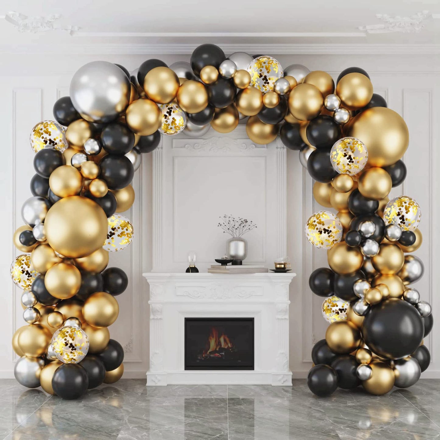 Balloon Arch Kit, 127pcs Black Gold Balloon arch Garland kit, Black Gold Silver Birthday Balloons Arch Set For Men Boys Birthday Party Decoration,