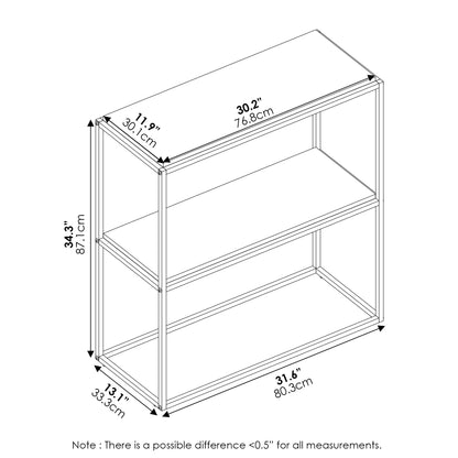 Furinno MORETTI 2-Tier Stackable Grey Book Shelf, Metal Frame Storage Shelves, Rectangular Display Shelf, Easy Assembly, for Organization and Storage