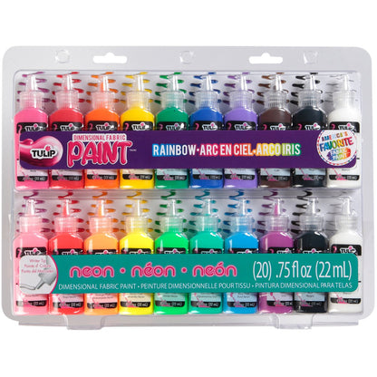 I Love To Create Tulip Dimensional Fabric Paint Set, Multi-Colour, 22 ml (Pack of 20)