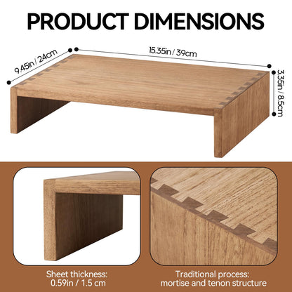 KIRIGEN Wooden Monitor Stand, 39 cm Desk Riser for Laptop, Brown