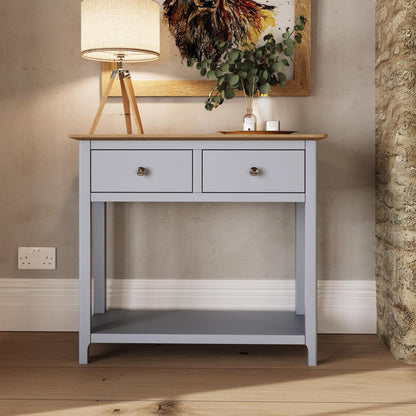 FWStyle Dove Grey 2 Drawer Console Table - H76 x W85 x D30cm