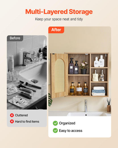 VEVOR Bathroom Wall Cabinet, Door and Adjustable Shelf with 5 Height Levels, Over the Toilet Storage Medicine Cabinet Wall Mounted