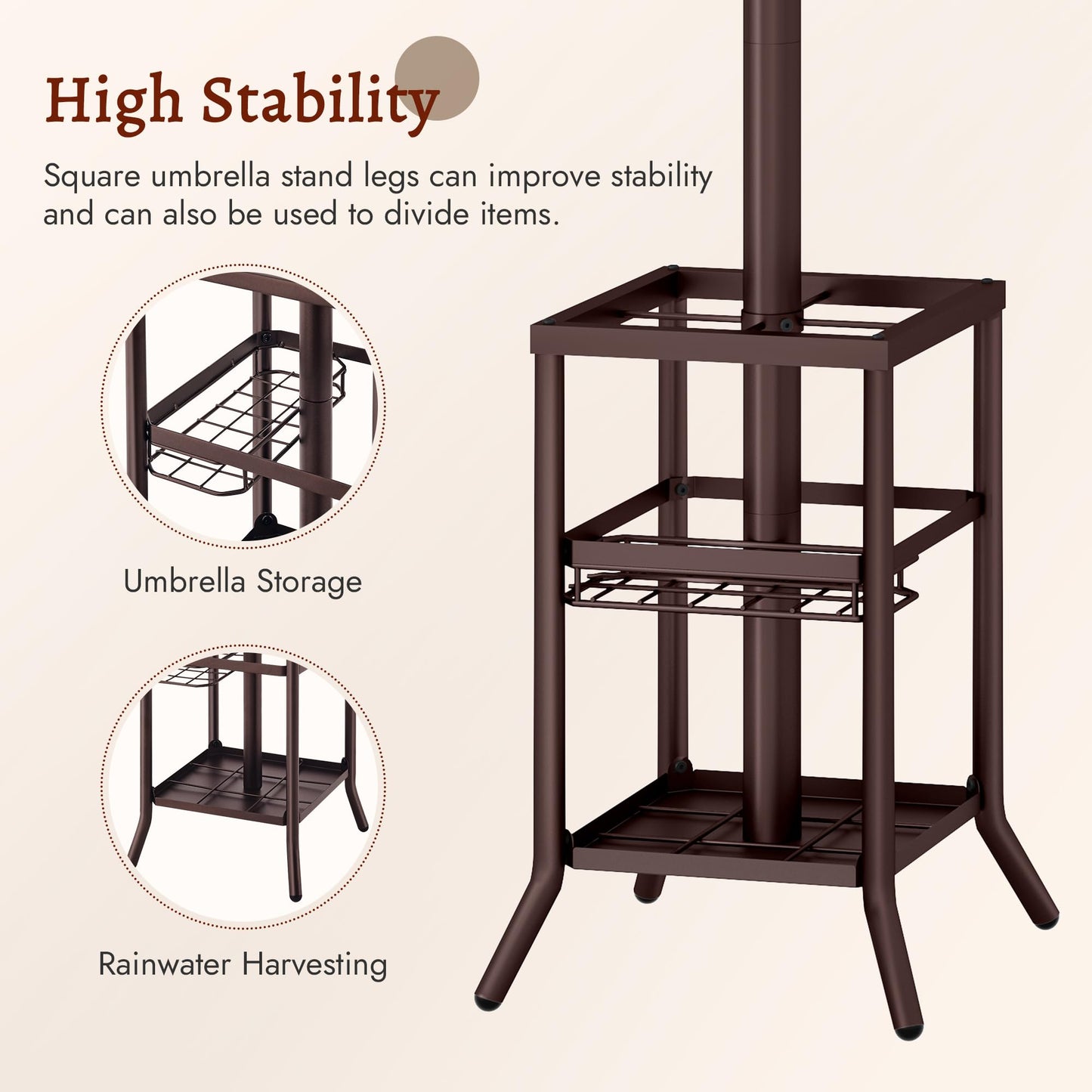 FAVOOSTY Coat Stand Coat Rack with 12 Hooks, Free standing Clothes Clothing Rack with Umbrella Holder, Hats