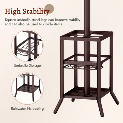 FAVOOSTY Coat Stand Coat Rack with 12 Hooks, Free standing Clothes Clothing Rack with Umbrella Holder, Hats