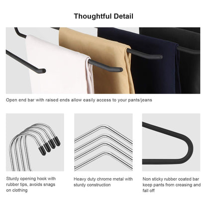 Trouser Hangers, 16 Pack Space Saving Open-Ended Metal Pants Hanger, Non Slip Trousers Slack Hangers Organizers for Pants Jeans Slacks Scarf Trousers