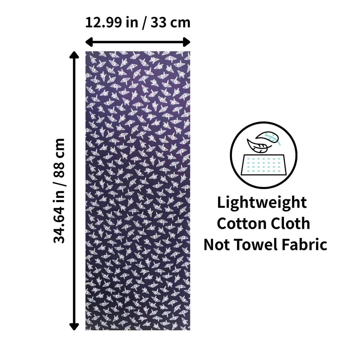 Japanese Tenugui Towel, 34.64"L x 12.99"W, Traditional 6 Patterns Set