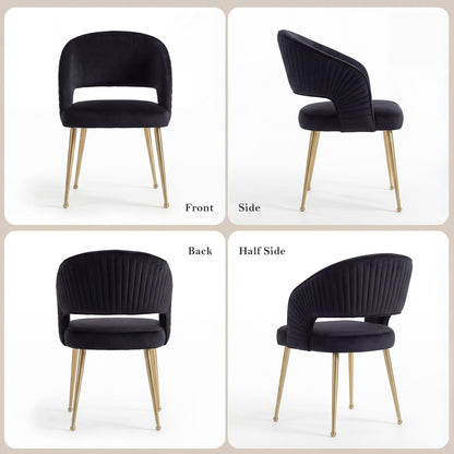 younturn Modern Velvet Upholstered Dining Chairs Set of 2, Comfortable Padded Kitchen Chairs with Armrests