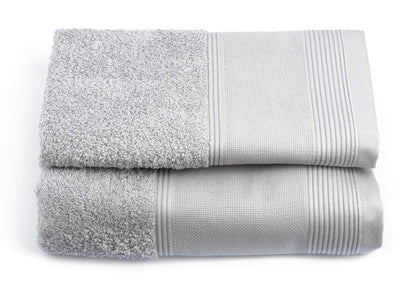Filet Ago.fil S.r.l. Embroidered Towel Set (1+1) Pair of 100% Cotton, Grey, 60 x 105 – 40 x 60 cm
