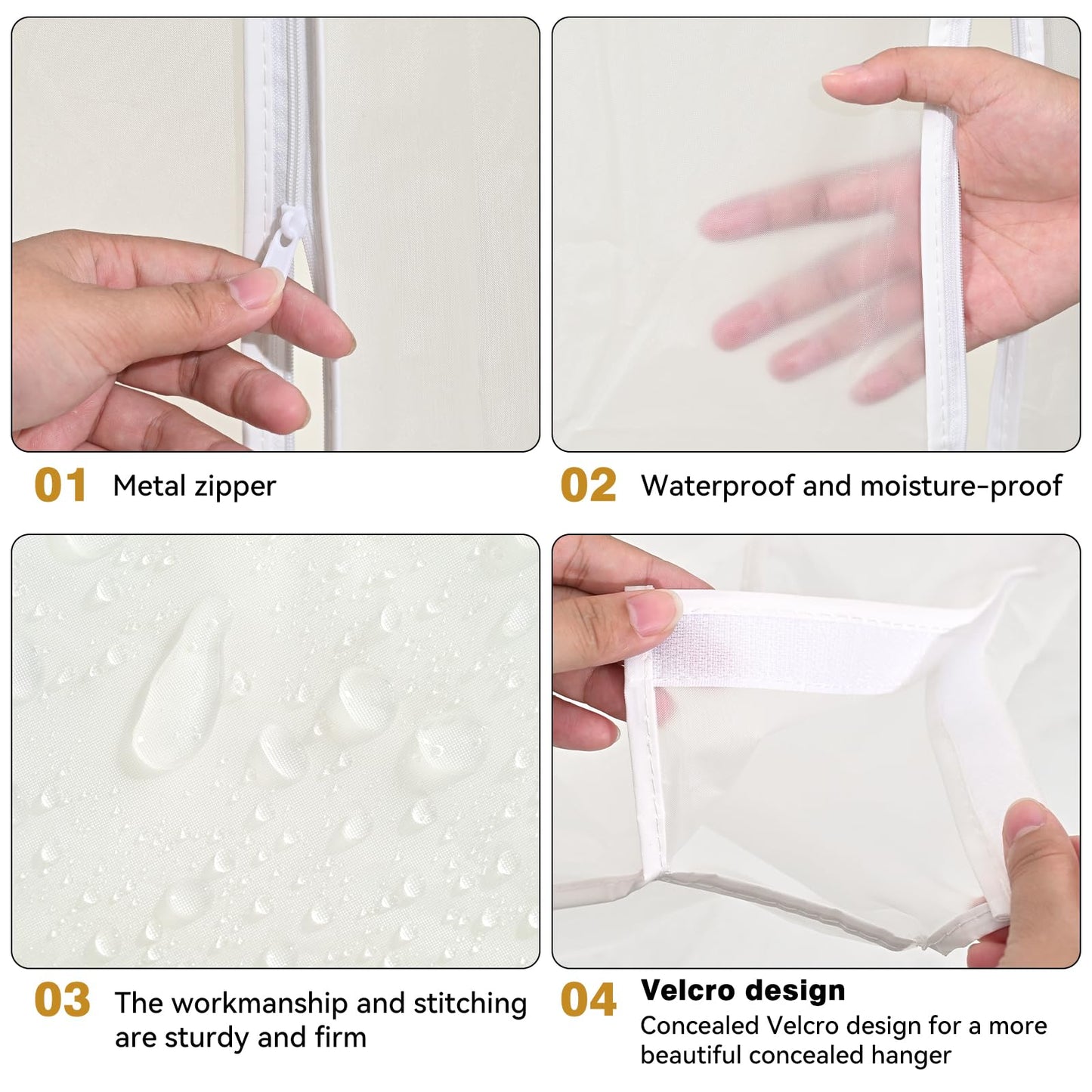 ZWMYF Garment Clothes Dustproof Clothes Rail Cover Storage Bag, PEVA Dustproof Wardrobe Hanging Protector Rack Organizer with Full Zipper