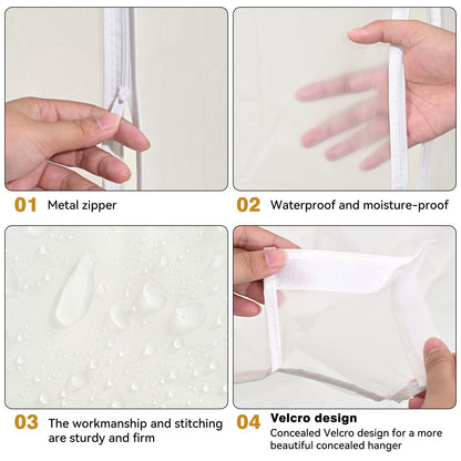 ZWMYF Garment Clothes Dustproof Clothes Rail Cover Storage Bag, PEVA Dustproof Wardrobe Hanging Protector Rack Organizer with Full Zipper