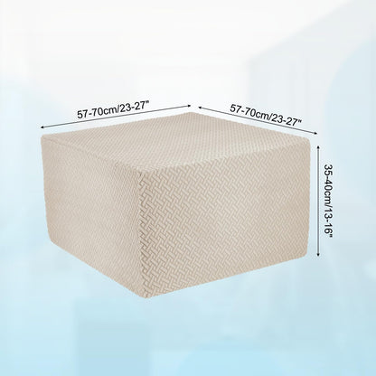 sourcing map Stretch Ottoman Cover Twill Square Ottoman Slipcover with Elastic for Foot Stool Living Room Bedroom Fit Length 57-70cm / 23"-27"