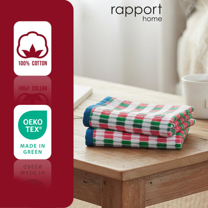 Rapport Home Santa Cruz Face Towels 2 Pack | Multi | 30x30cm | Luxurious 500GSM 100% Cotton | Oeko-Tex Certified Soft & Absorbent Face Cloths