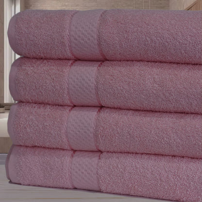 Casabella Luxury Pack Of 4 Bath Sheet 100% Egyptian Cotton Super Soft towel_Pink