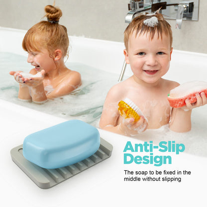 Auzass Silicone Soap Dish, Self Draining Anti-Slip Soap Dish Holder