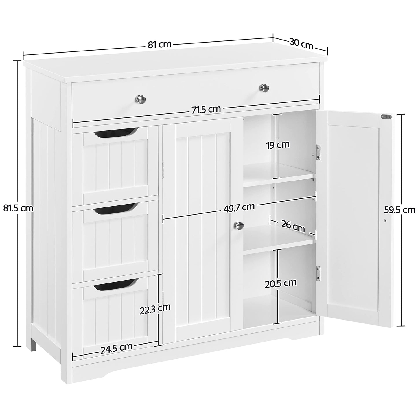Yaheetech Bathroom Floor Cabinet with 4 Drawers & 2 Doors, White