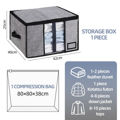 TAILI Vacuum Storage Bag with Box,40x42x25 cm 2 in 1 Space Saver for Duvets