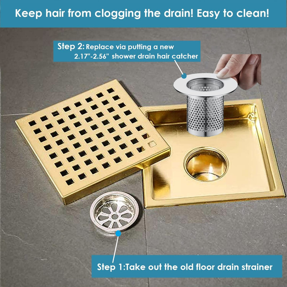 CNSZNAT 3-Pack Hair Catcher Shower Drain Strainer, Floor Drain Strainer, Stainless Steel Sink Strainer for Bathroom Washbasin Bathtub Drain