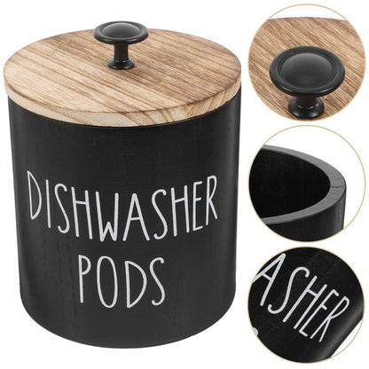 Zerodeko Round Dishwasher Pod Holder with Lid Laundry Storage Container Lidded Storage Box for Dishwasher Tablets Laundry and Small Beads Kitchen