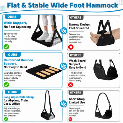 Myfivo Foot Hammock for Flight, Adjustable Travel Foot Rest for Airplanes
