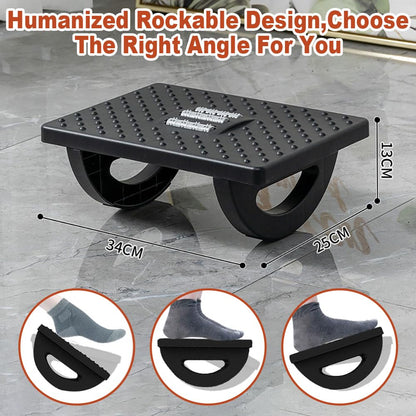 Lighterday Ergonomic Foot Stool - Adjustable Under Desk Foot Rest with Roller Massage (Black)