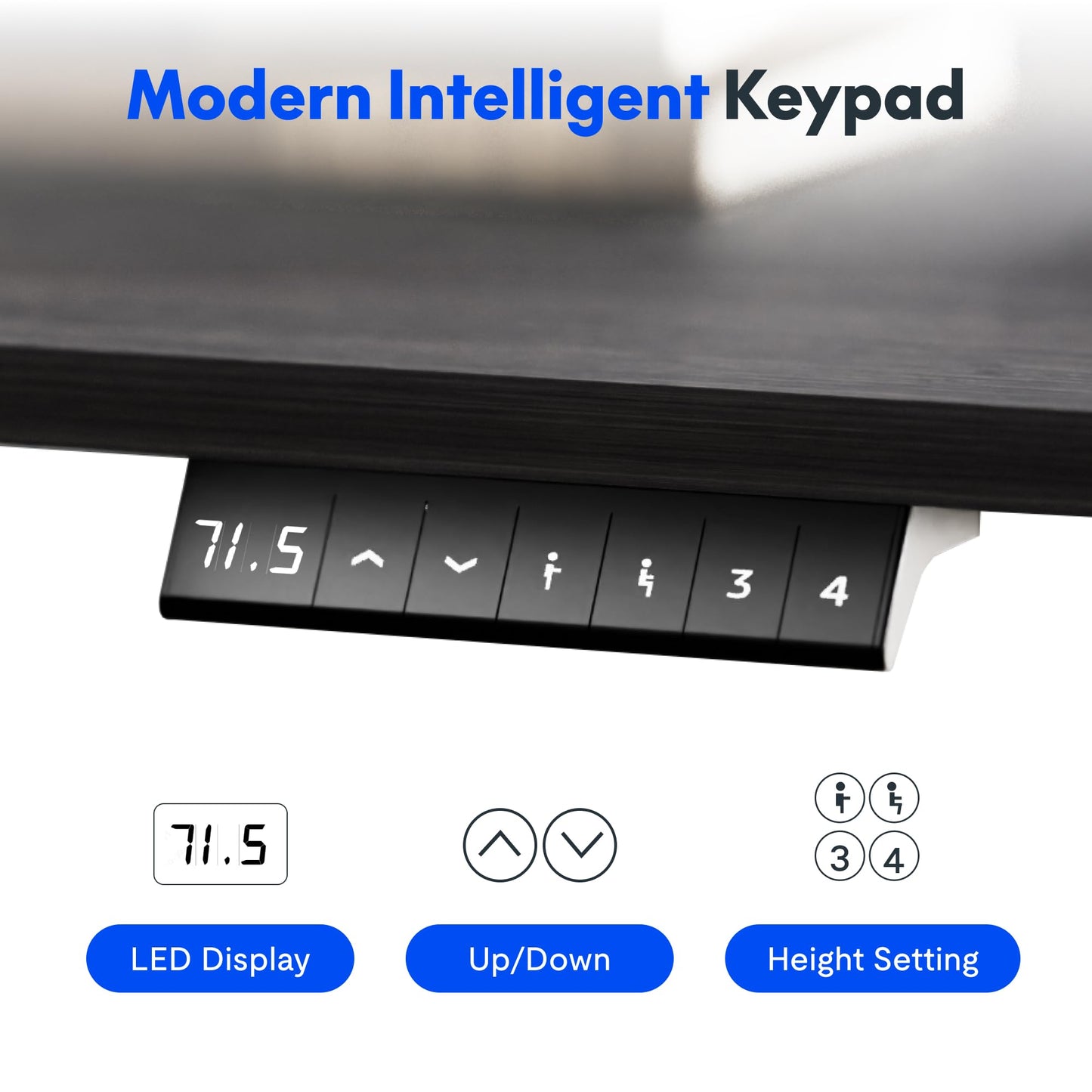 FLEXISPOT ONE PIECE Electric Standing Desk Height Adjustable Sit Stand Up Desk with Memory Smart Panel (Black Frame+120x60cm Black Desktop)
