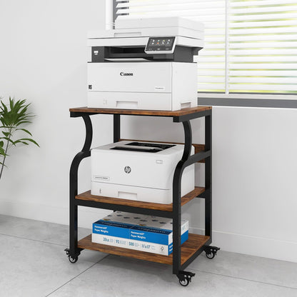 PUNCIA 3-Tier Movable Printer Stand Table with Storage for Home Office