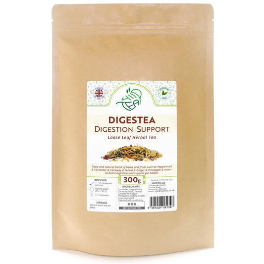 Digestea Tea Natural Digestion Support Loose Tea Mix of Herbs and Fruits ? Peppermint & Coriander & Caraway & Fennel & Ginger & Pineapple & more ? Gut