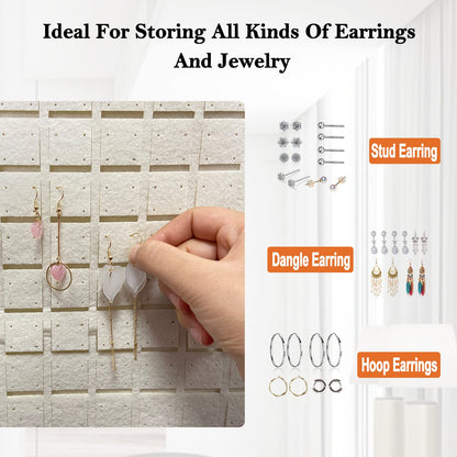 Yanmucy Earring Holder Organizer Hanging Holds Up to 300 Pairs Wall Mount Jewelry Storage Bag Earring Holder For Girls Women (Beige)