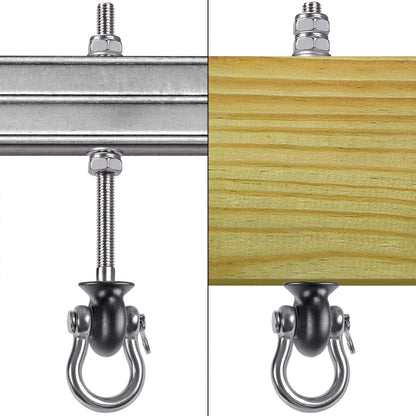 Dolibest 6pcs Swing Hanger, Heavy Duty Hammock Hook M8 Hanging Chair Screw Eye Bolt 245mm Swivel Ceiling Beam Mounting Bracket for Yoga Rope/Aerial