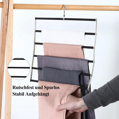 Loputon Trouser Hangers, Pack of 2 Trouser Hangers, Space-saving, Foldable Non-Slip Trouser Stand Made of Stainless Steel