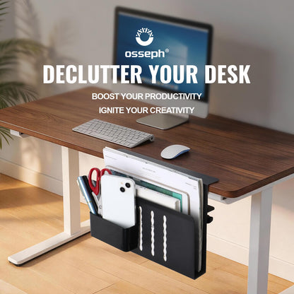 Osseph Under Desk Storage - Clamp-On Side Desk Organizer With Magnetic Pen Holder, Adjustable Laptop Holder for File Cable Management, 22 Lbs Capacity