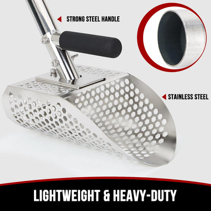 Sand Scoop for Metal Detecting, Stainless Steel Detector Scoop, Metal Detecting Shovel with Long Steel Handle, Metal Detecting Accessories , Metal