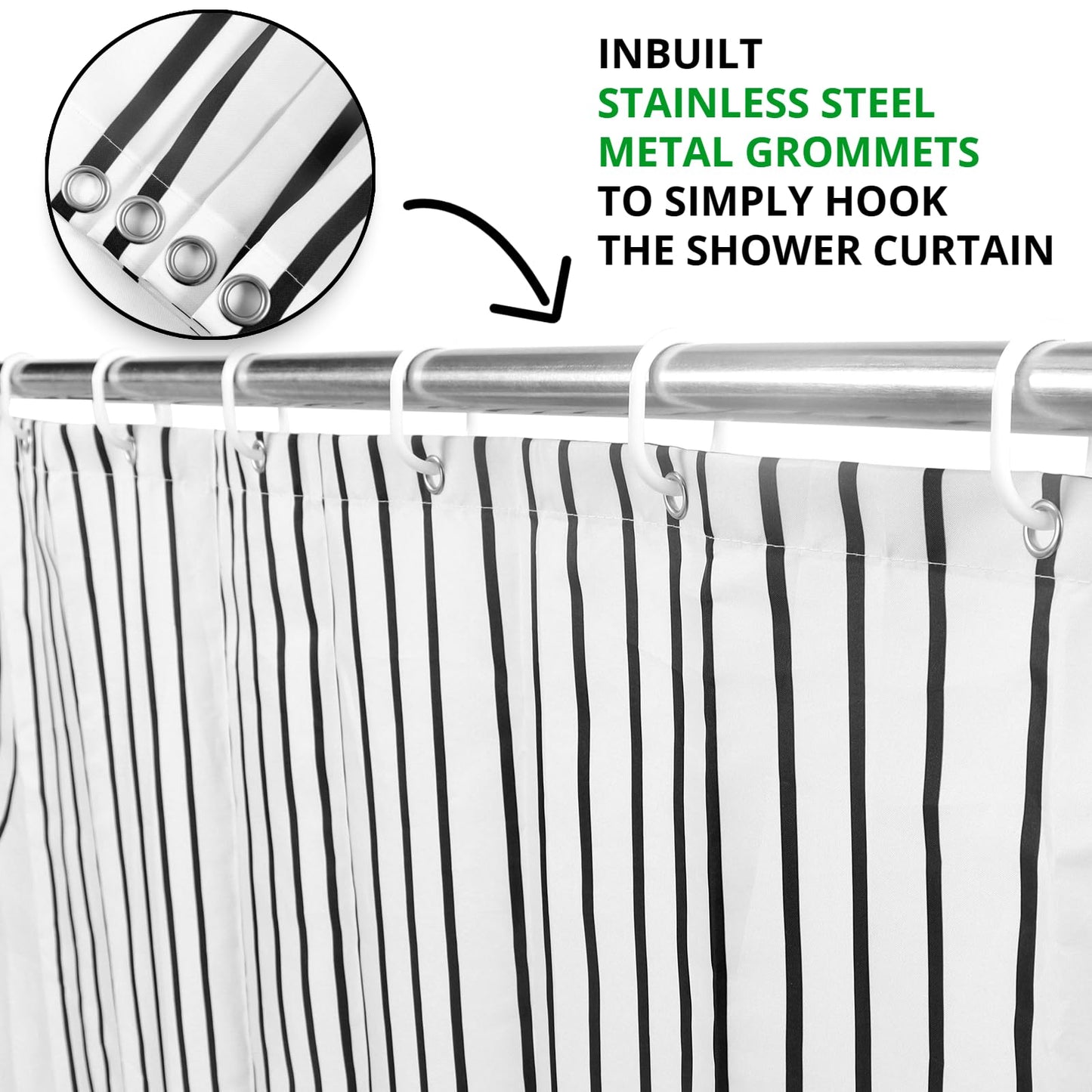 GKLEASG White and Black Shower Curtain, Boho Minimalist Mid Century Modern Arch Geometric Machine Washable Waterproof Fabric for Bathroom Bathtub